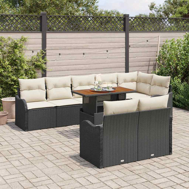 Havesofa Sæt med opbevaring 9 pcs Sort Poly rattan