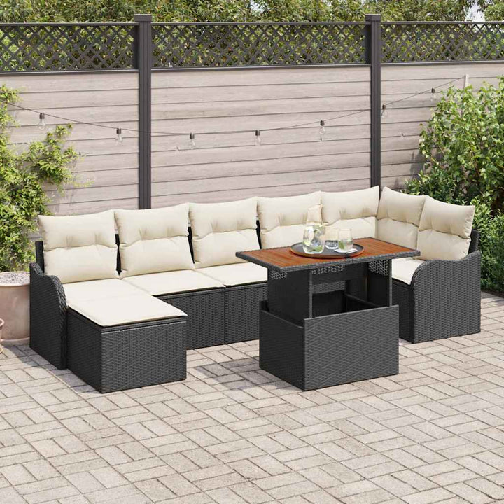 Havesofa Sæt 8 stk. Sort Poly rattan