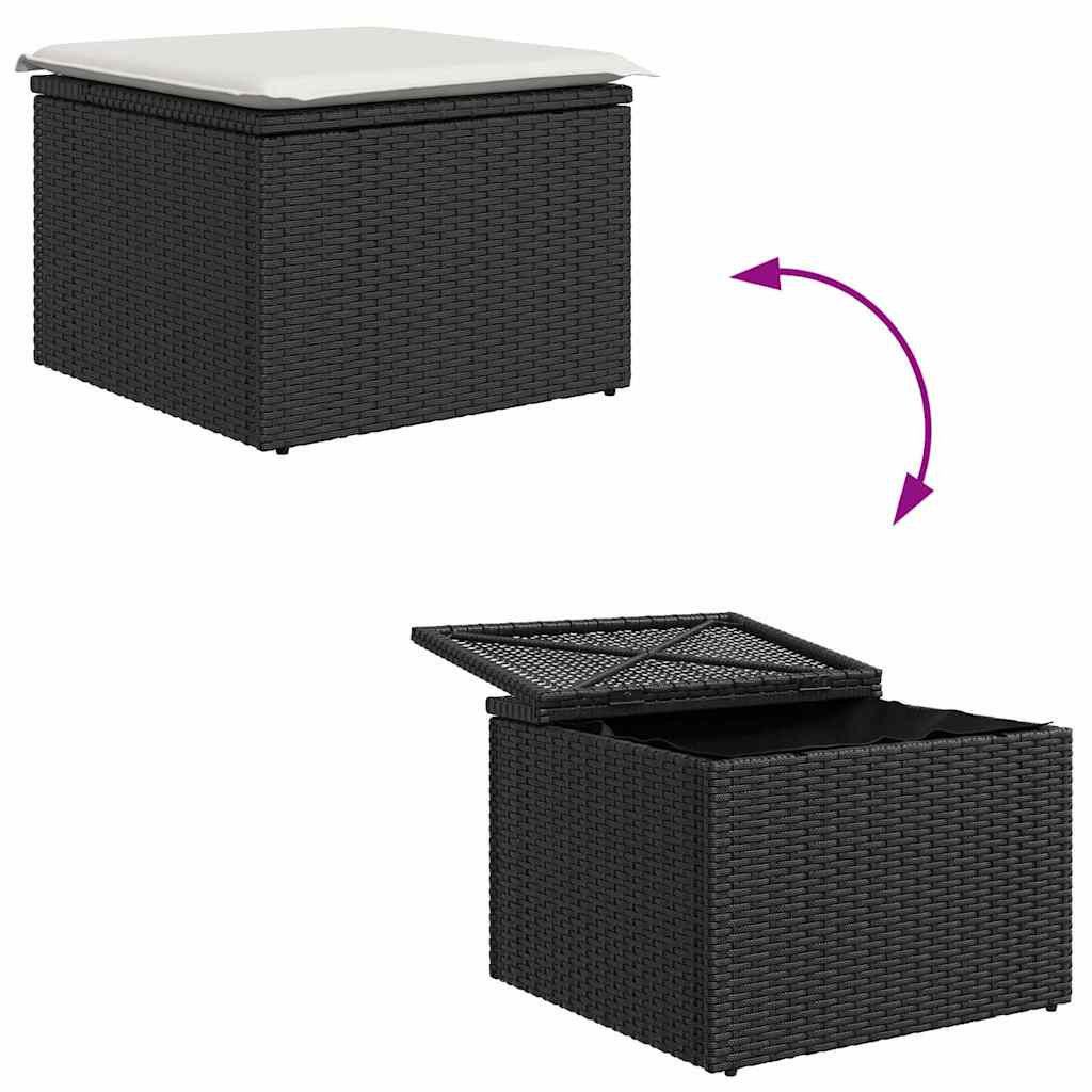 Havesofa Sæt 8 stk. Sort Poly rattan