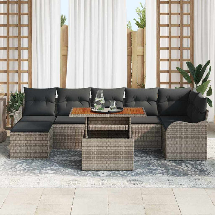 Havesofa Sæt 8 stk. Grå Poly rattan