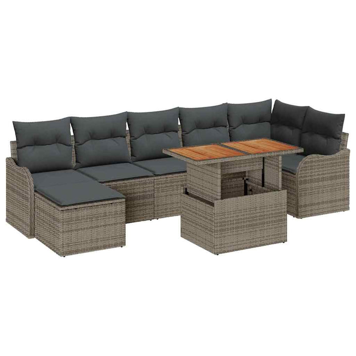 Havesofa Sæt med opbevaring 8 pcs Grå Poly rattan