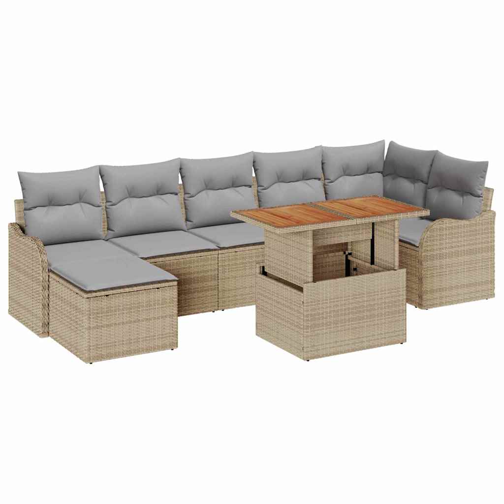 Havesofa Sæt 8 stk. Beige Poly rattan
