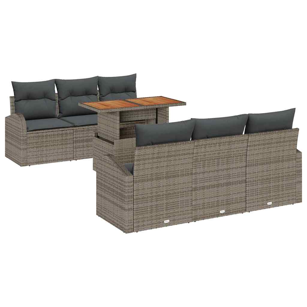 Havesofa Sæt med opbevaring 7 pcs Grå Poly rattan