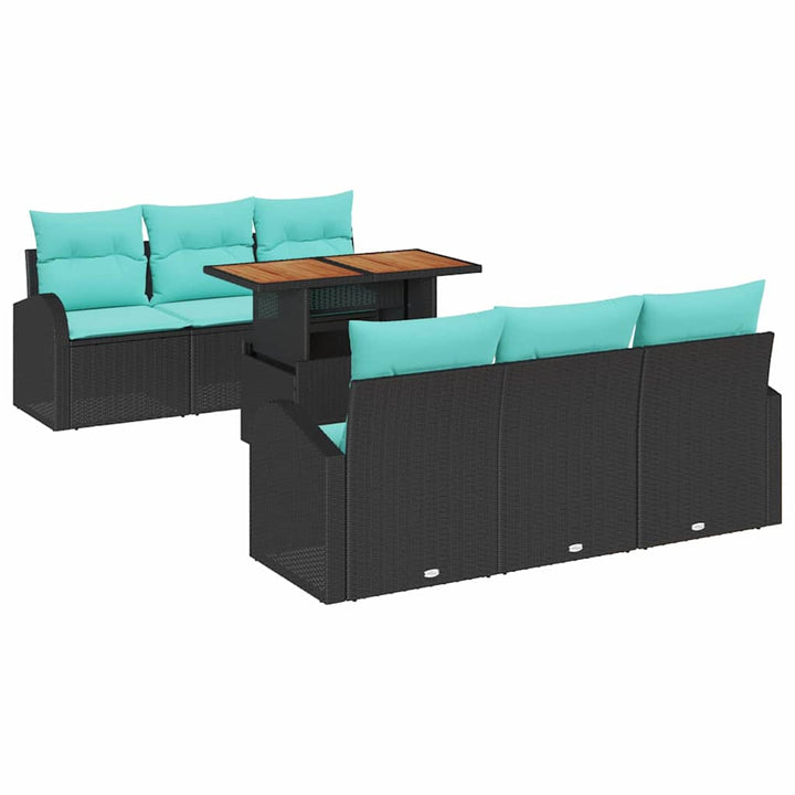 Havesofa Sæt med opbevaring 7 pcs Sort Poly rattan
