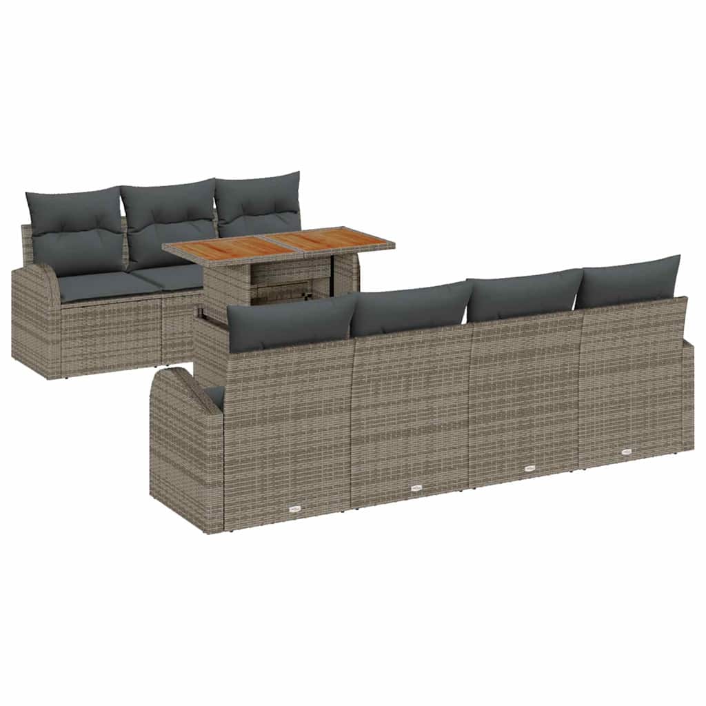 Havesofa Sæt med opbevaring 8 pcs Grå Poly rattan