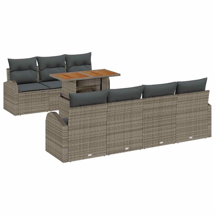 Havesofa Sæt med opbevaring 8 pcs Grå Poly rattan