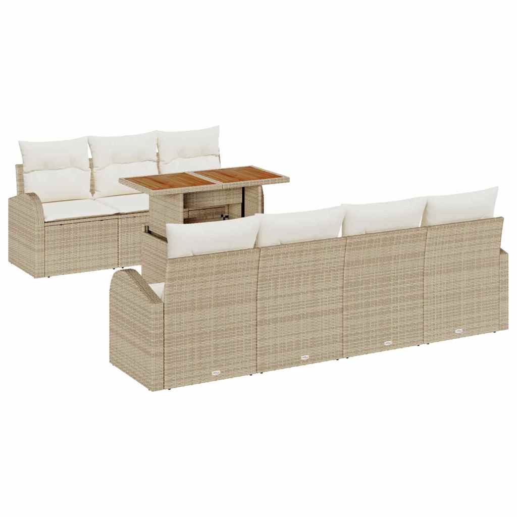 Havesofa Sæt med opbevaring 8 pcs Beige Poly rattan