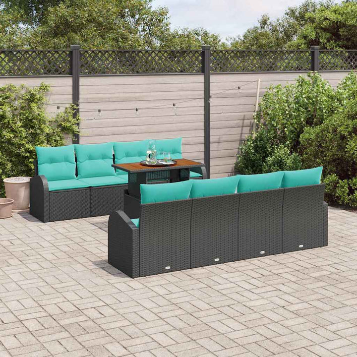 Havesofa Sæt med opbevaring 9 pcs Sort Poly rattan
