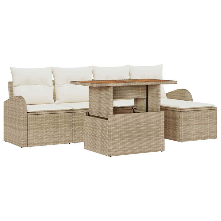 Havesofa Sæt 6 stk. Beige Poly rattan