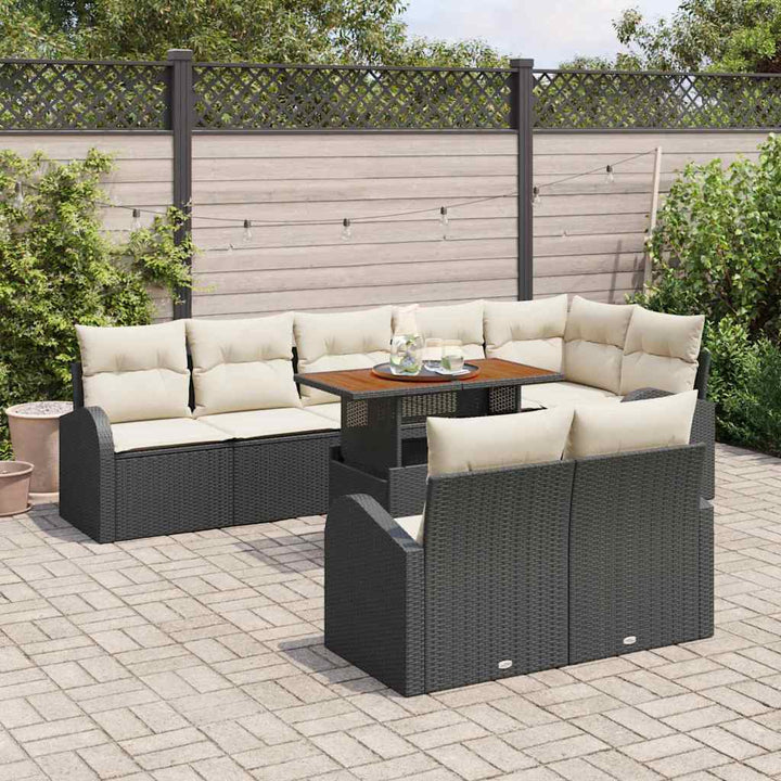 Havesofa Sæt med opbevaring 9 pcs Sort Poly rattan