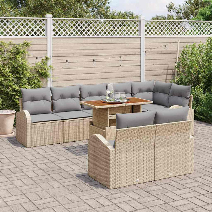 Havesofa Sæt med opbevaring 9 pcs Beige Poly rattan