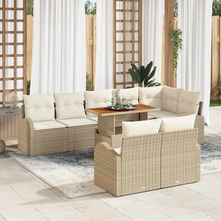 Havesofa Sæt med opbevaring 9 pcs Beige Poly rattan