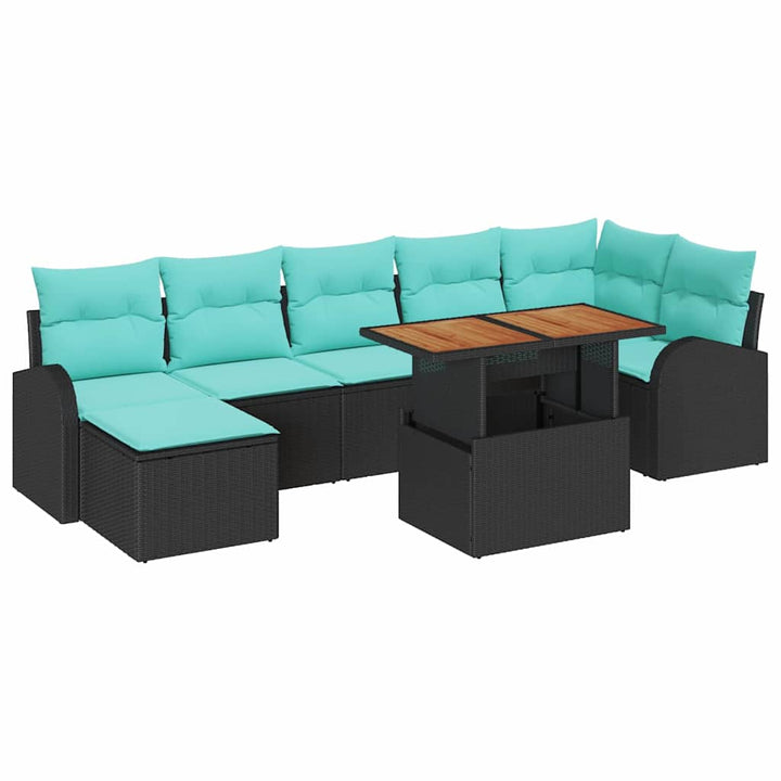 Havesofa Sæt 8 stk. Sort Poly rattan