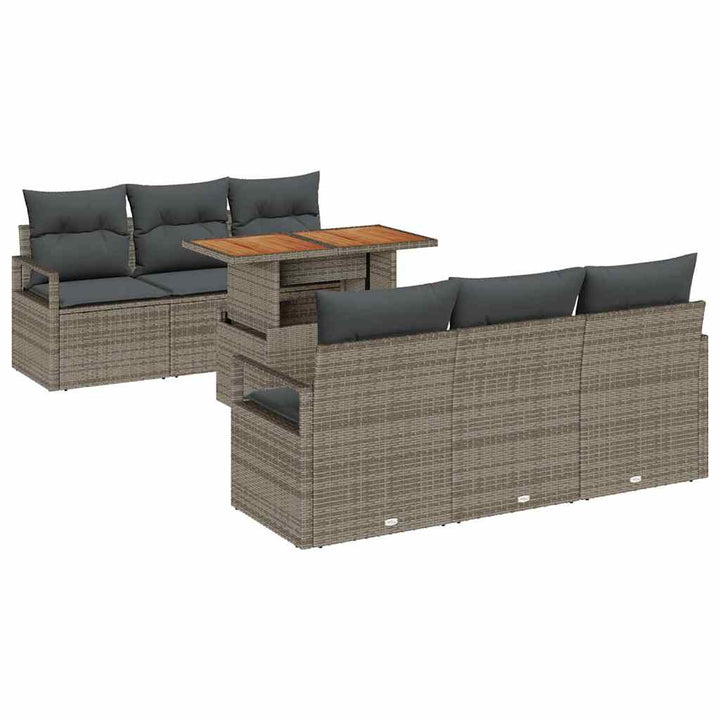 Havesofa Sæt med opbevaring 7 pcs Grå Poly rattan