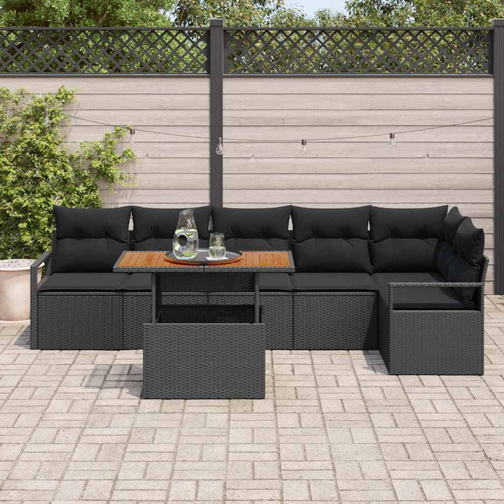 Havesofa Sæt med opbevaring 7 pcs Sort Poly rattan
