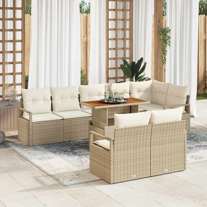 Havesofa Sæt med opbevaring 9 pcs Beige Poly rattan