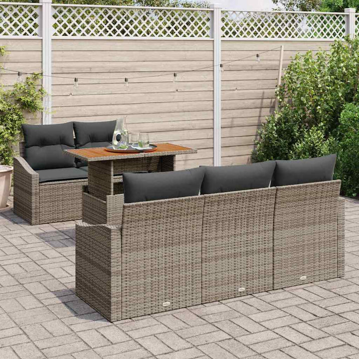Havesofa Sæt med opbevaring 6 pcs Grå Poly rattan
