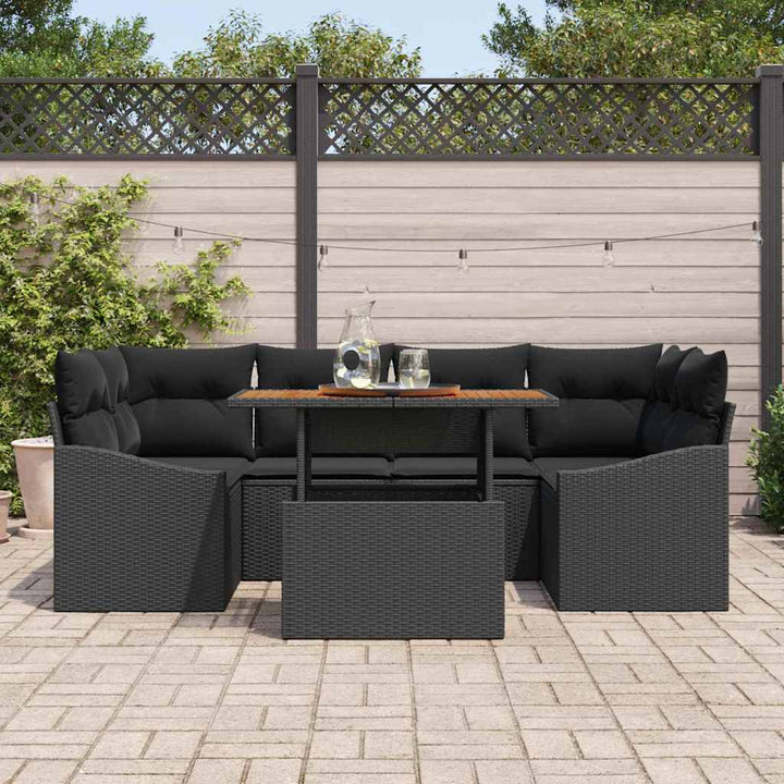 Havesofa Sæt med opbevaring 7 pcs Sort Poly rattan