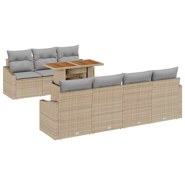 Havesofa Sæt med opbevaring 8 pcs Beige Poly rattan