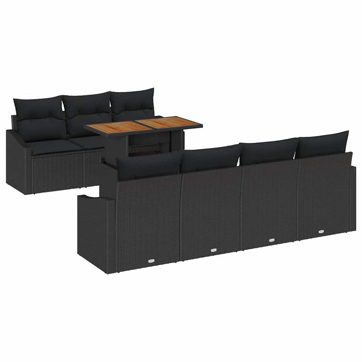 Havesofa Sæt med opbevaring 8 pcs Sort Poly rattan