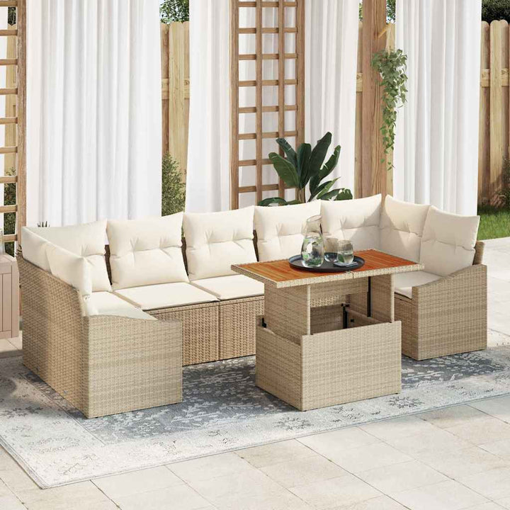 Havesofa Sæt med pude med opbevaring 8 pcs Beige og creme