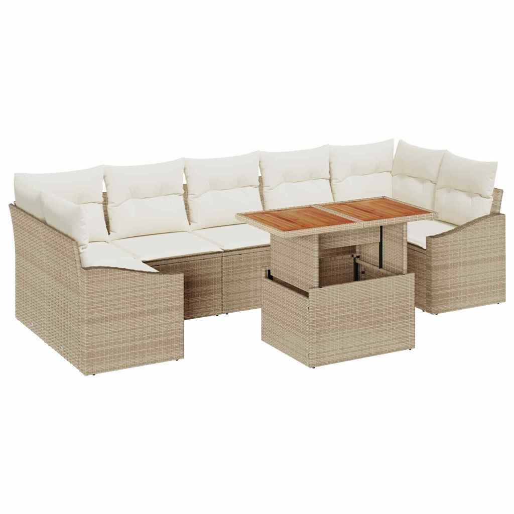 Havesofa Sæt med pude med opbevaring 8 pcs Beige og creme