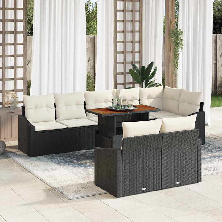 Havesofa Sæt med opbevaring 9 pcs Sort Poly rattan