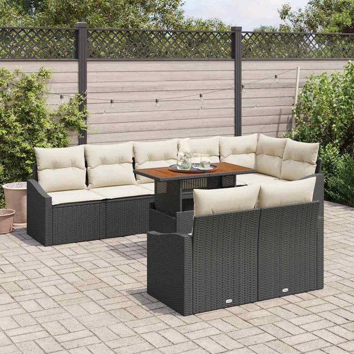 Havesofa Sæt med opbevaring 9 pcs Sort Poly rattan