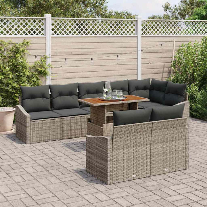 Havesofa Sæt med opbevaring 9 pcs Grå Poly rattan