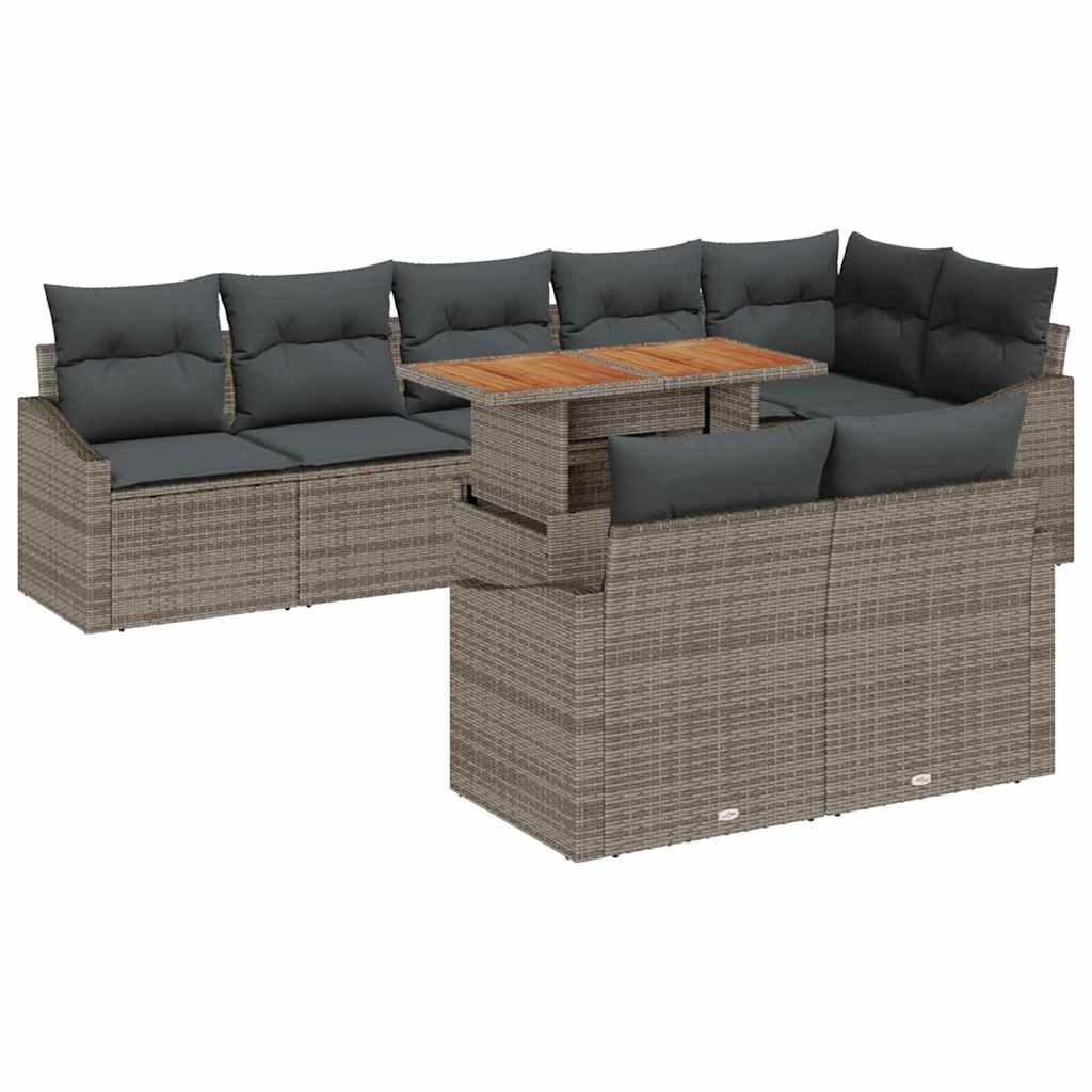 Havesofa Sæt med opbevaring 9 pcs Grå Poly rattan