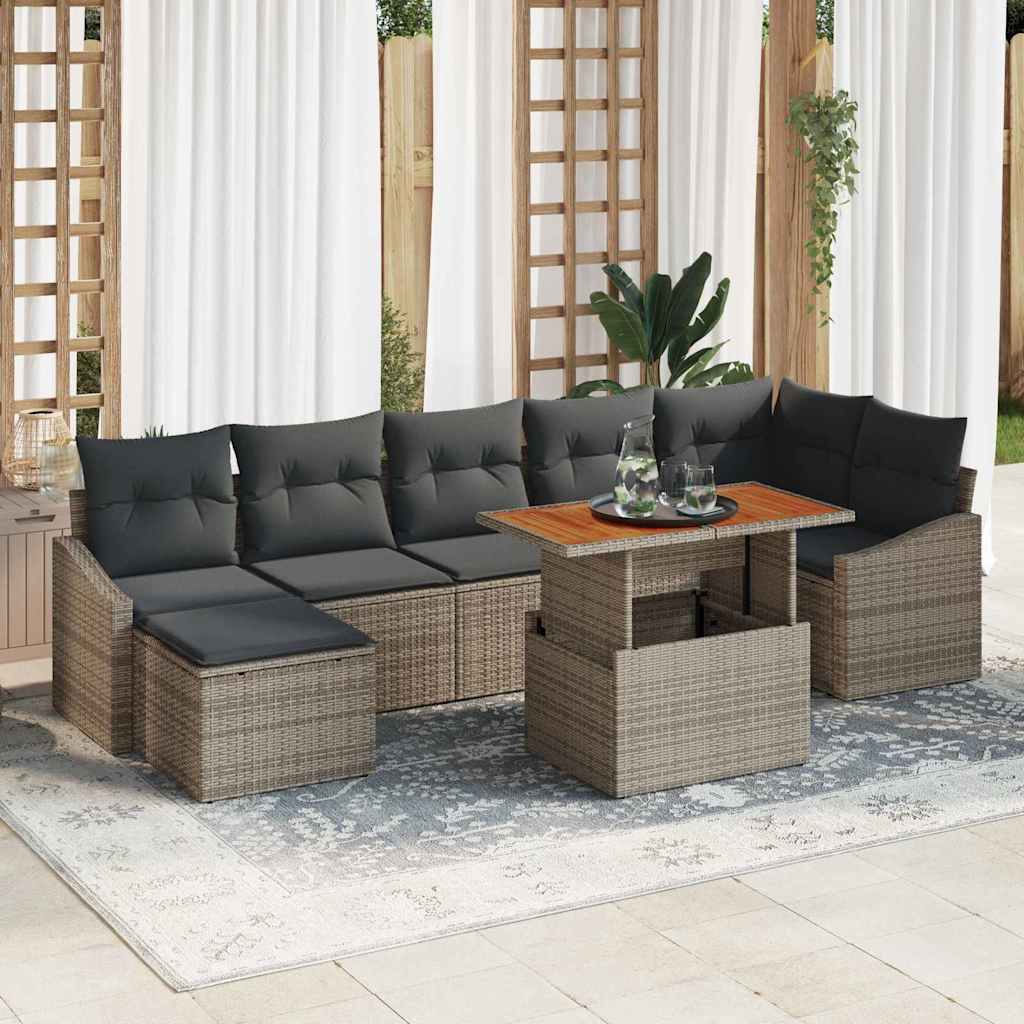 Havesofa Sæt 8 stk. Grå Poly rattan