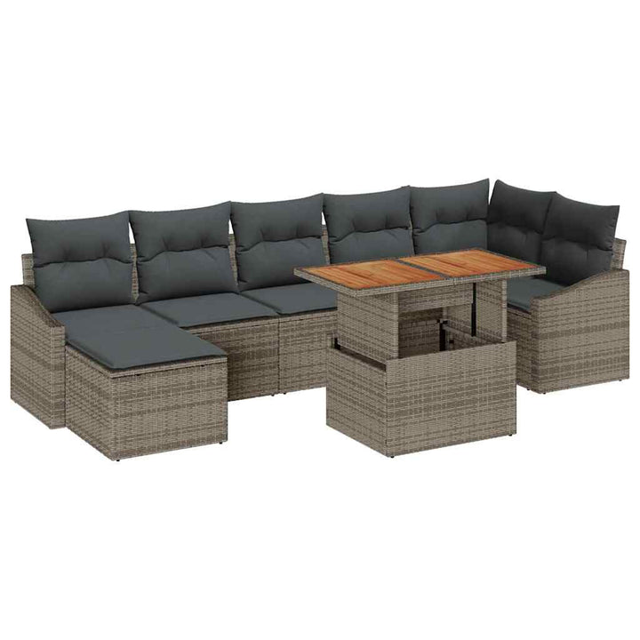 Havesofa Sæt med opbevaring 8 pcs Grå Poly rattan