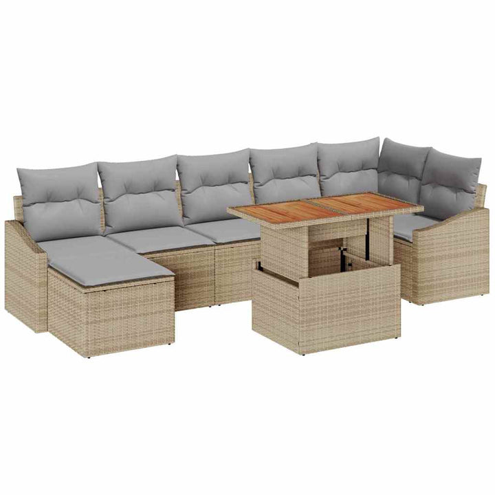 Havesofa Sæt 8 stk. Beige Poly rattan