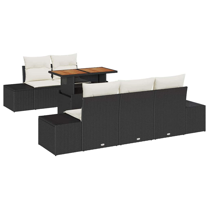 Havesofa Sæt med opbevaring 6 pcs Sort Poly rattan