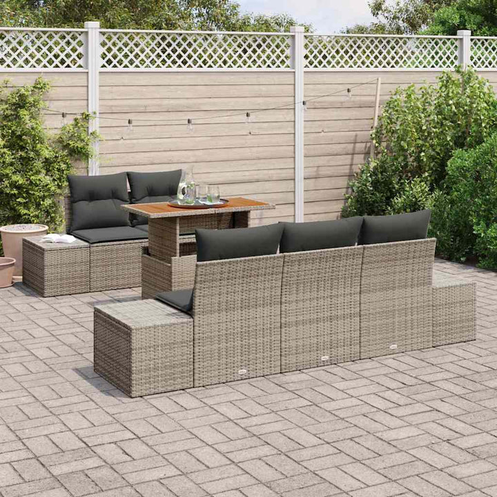 Havesofa Sæt med opbevaring 6 pcs Grå Poly rattan