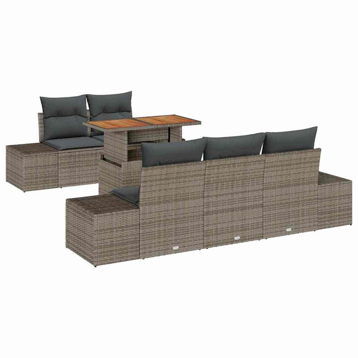 Havesofa Sæt med opbevaring 6 pcs Grå Poly rattan