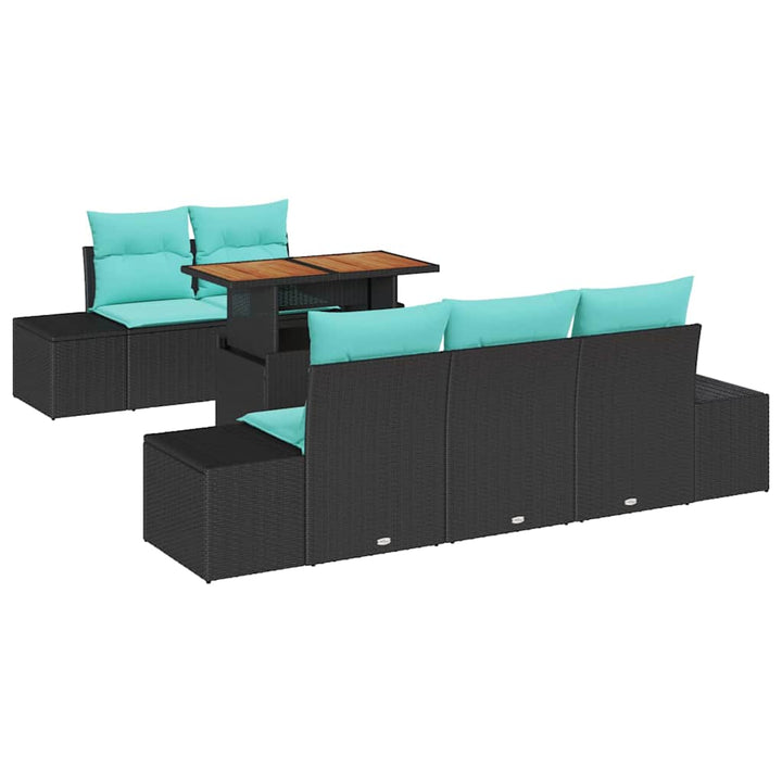 Havesofa Sæt 6 stk. Sort Poly rattan