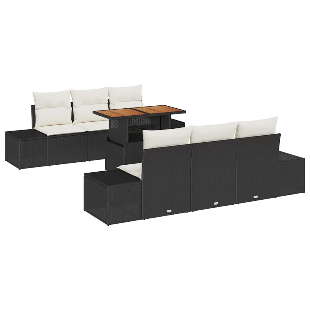 Havesofa Sæt med opbevaring 7 pcs Sort Poly rattan