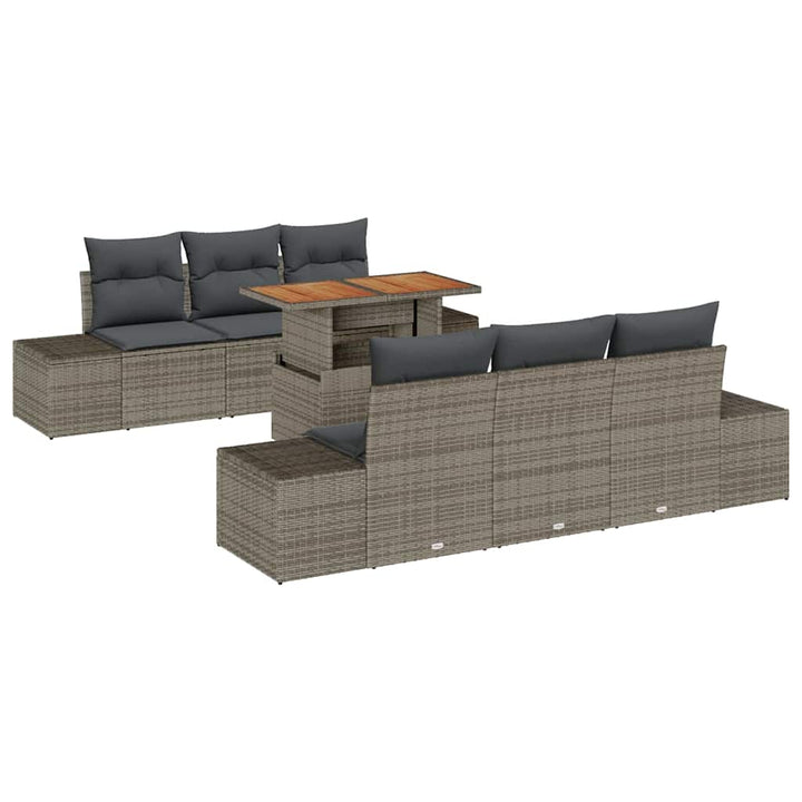 Havesofa Sæt med opbevaring 7 pcs Grå Poly rattan