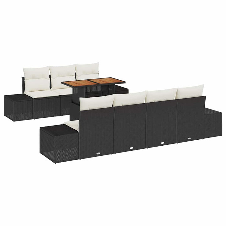 Havesofa Sæt med opbevaring 8 pcs Sort Poly rattan