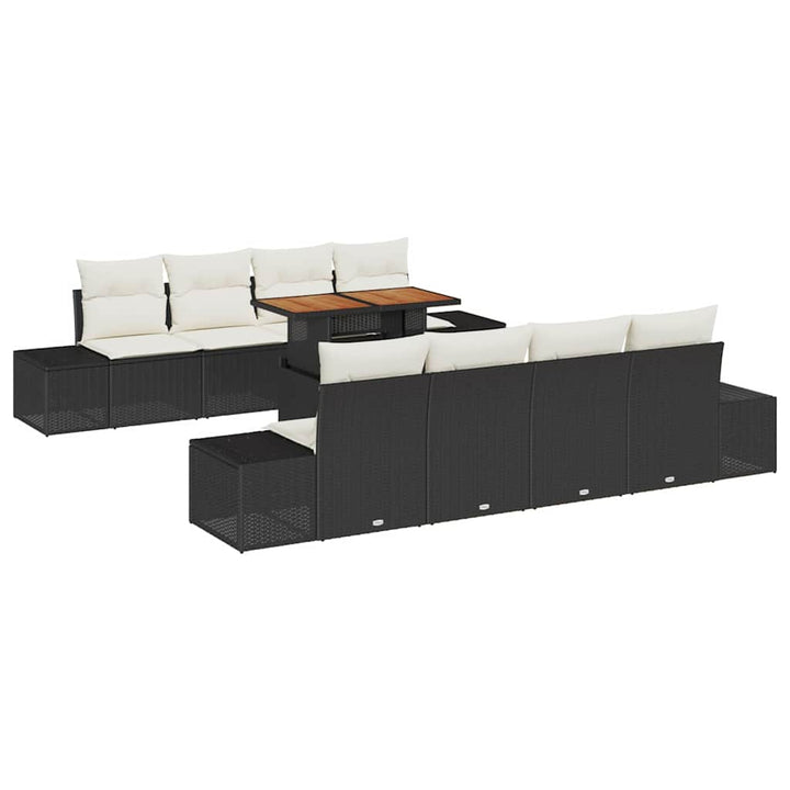 Havesofa Sæt med opbevaring 9 pcs Sort Poly rattan