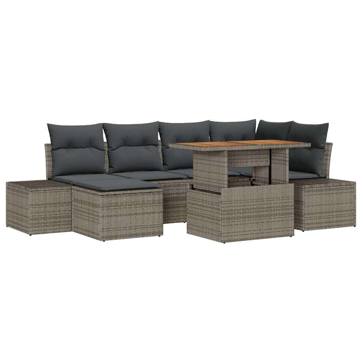 Havesofa Sæt med opbevaring 7 pcs Grå Poly rattan