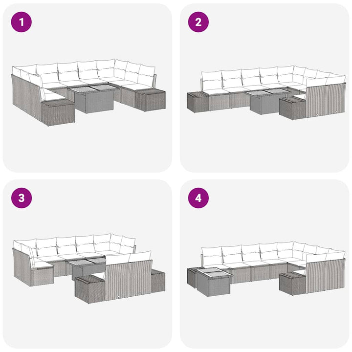 Havesofa Sæt med opbevaring 10 pcs Beige Poly rattan