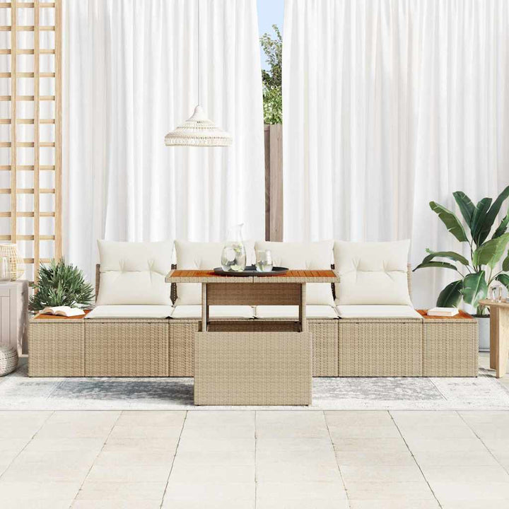 Havesofa Sæt 5 stk. Beige Poly rattan