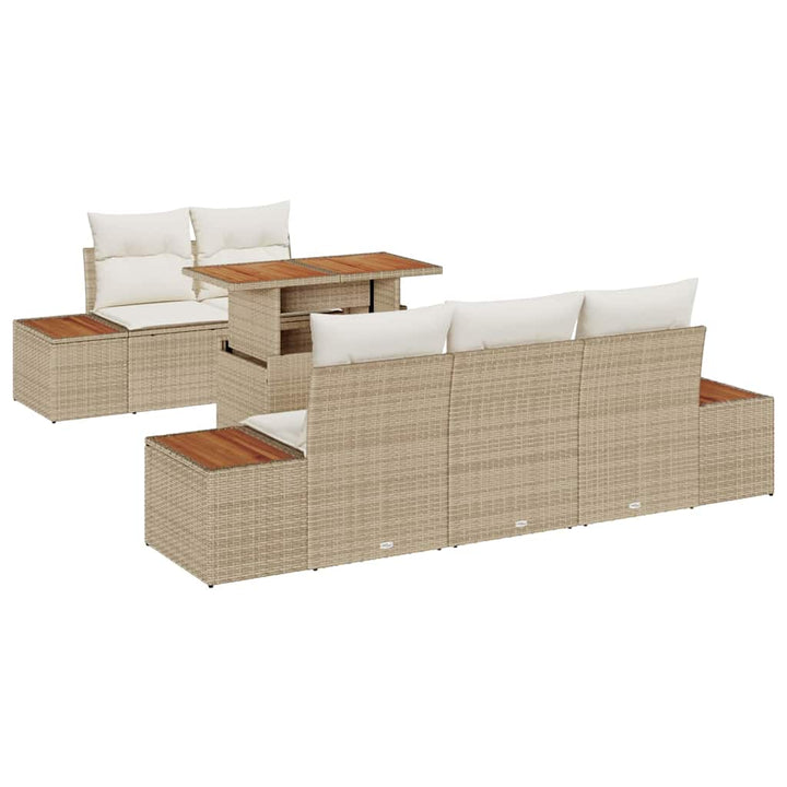 Havesofa Sæt 6 stk. Beige Poly rattan