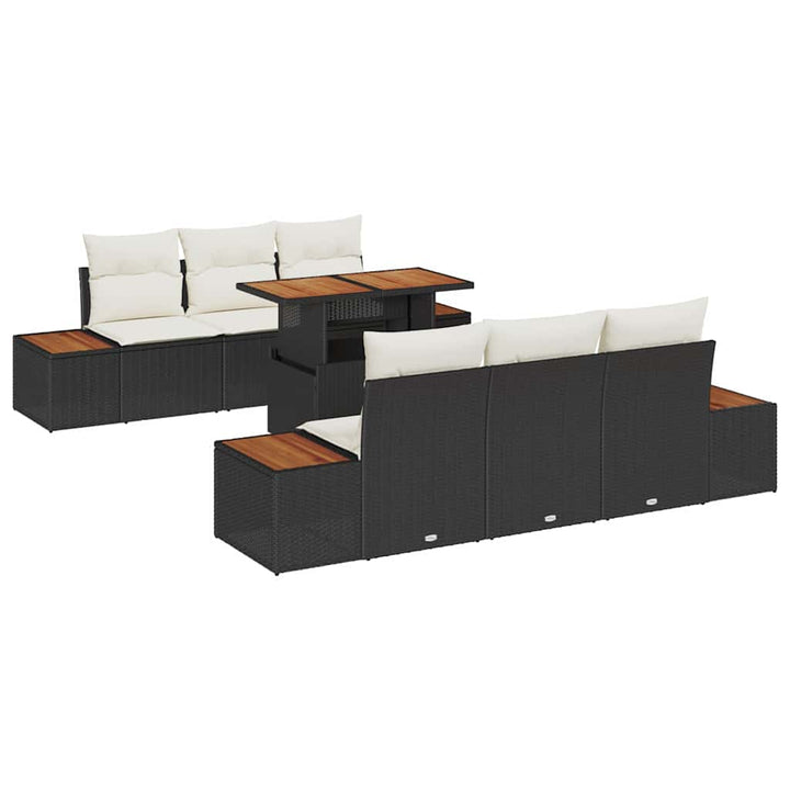 Havesofa Sæt med opbevaring 7 pcs Sort Poly rattan