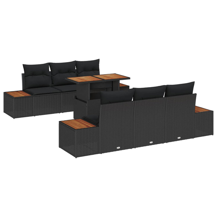 Havesofa Sæt med opbevaring 7 pcs Sort Poly rattan