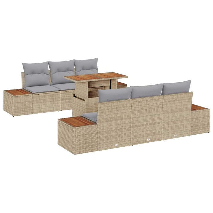 Havesofa Sæt med opbevaring 7 pcs Beige Poly rattan