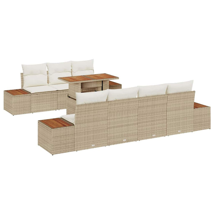 Havesofa Sæt med opbevaring 8 pcs Beige Poly rattan