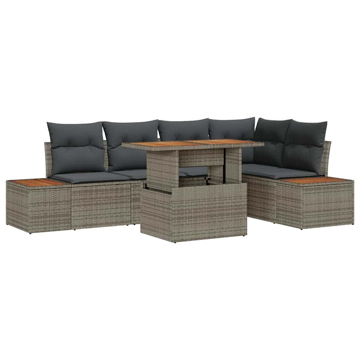Havesofa Sæt med opbevaring 6 pcs Grå Poly rattan